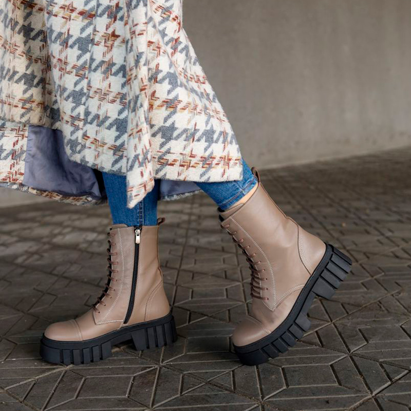 Черевики Stone Walker Beige Black З ХУТРОМ