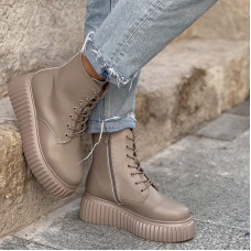 Черевики Wedge Leather Platform Termo Beige