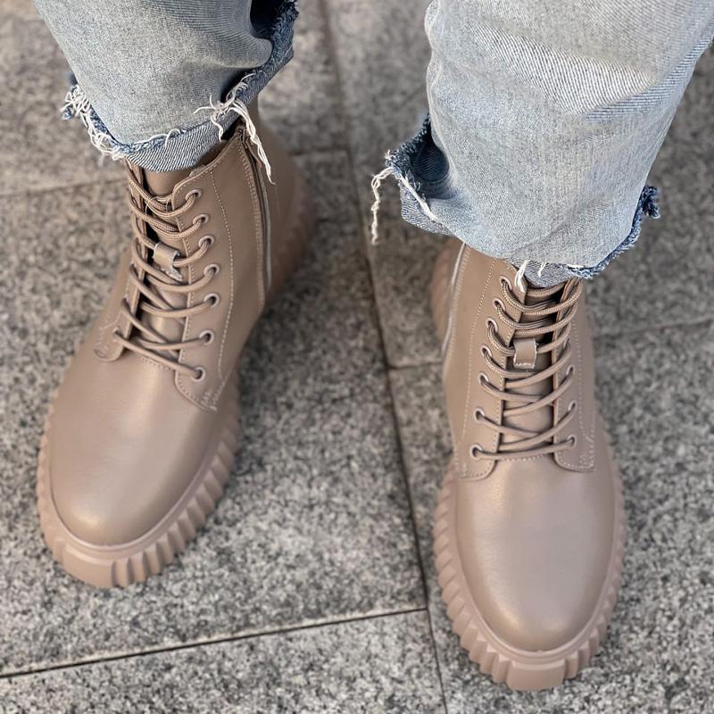 Черевики Wedge Leather Platform Termo Beige