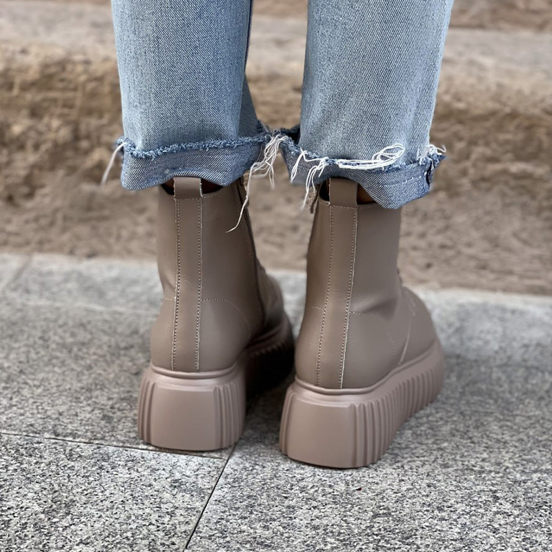 Черевики Wedge Leather Platform Termo Beige