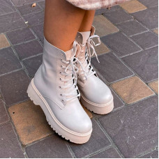 Черевики Wedge Leather Platform Termo Beige