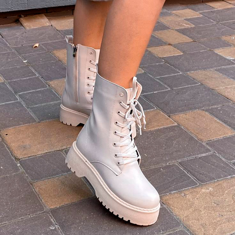 Черевики Wedge Leather Platform Termo Beige