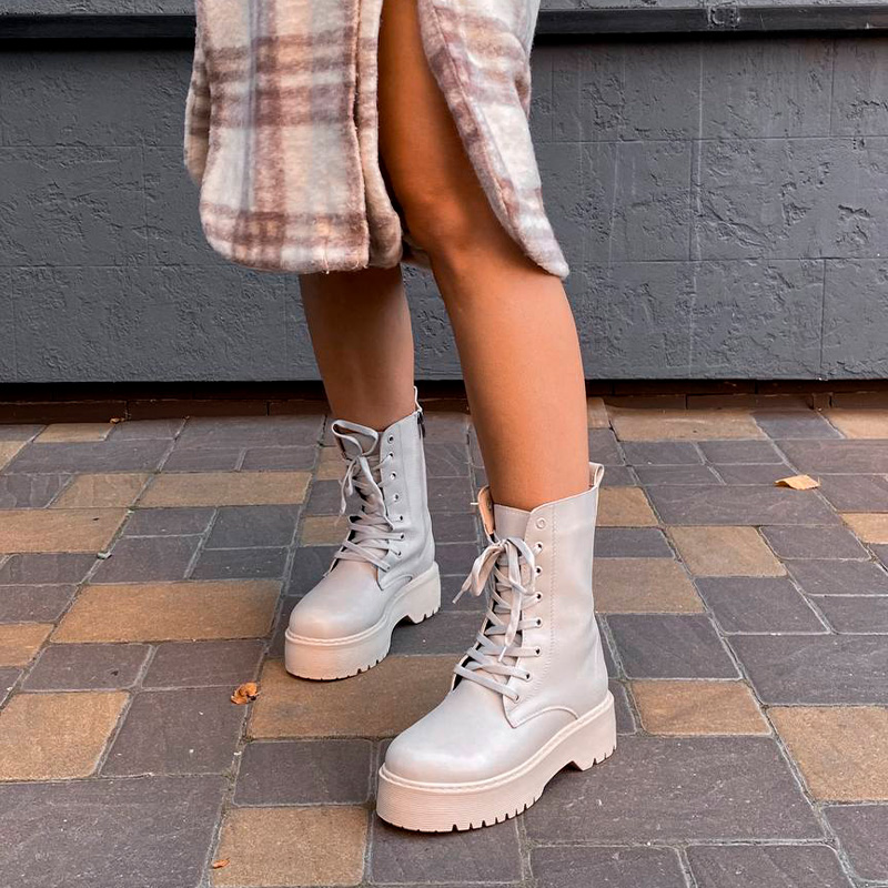 Черевики Wedge Leather Platform Termo Beige