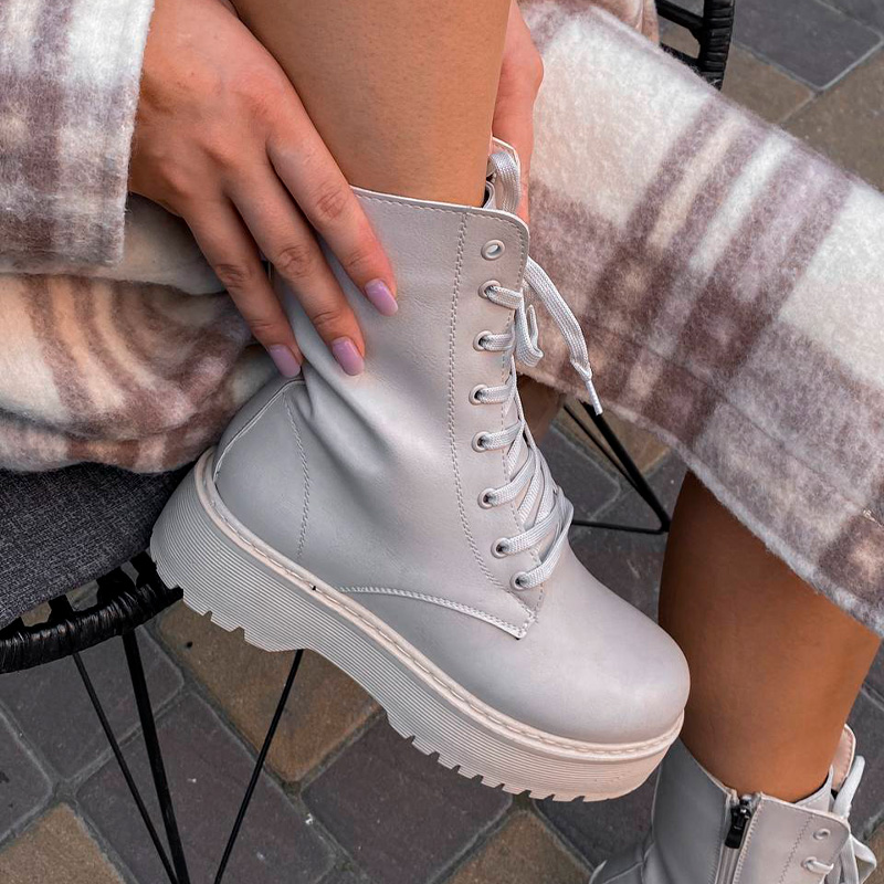 Черевики Wedge Leather Platform Termo Beige