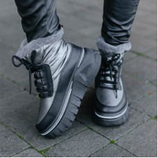 Черевики Leather Platform Black З ХУТРОМ