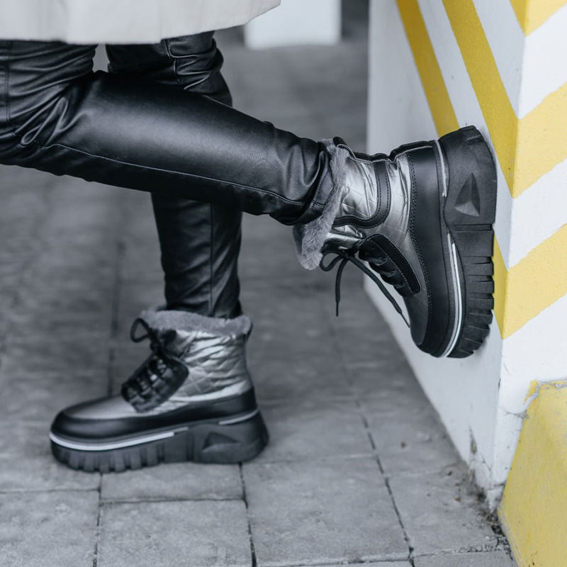 Черевики Leather Platform Black З ХУТРОМ