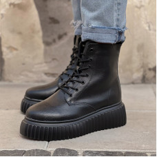 Черевики Wedge Leather Platform Termo Black