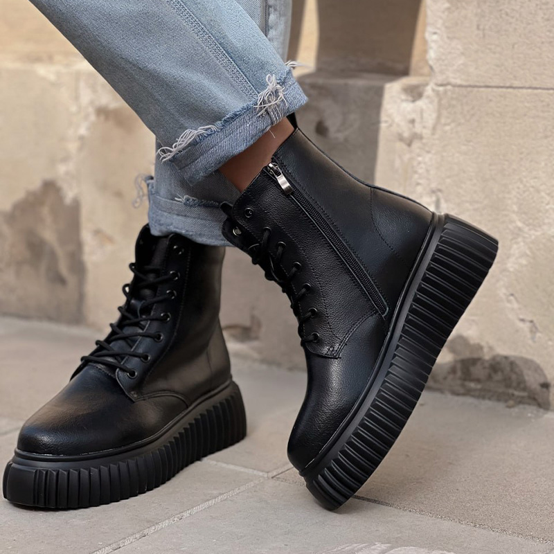 Черевики Wedge Leather Platform Termo Black