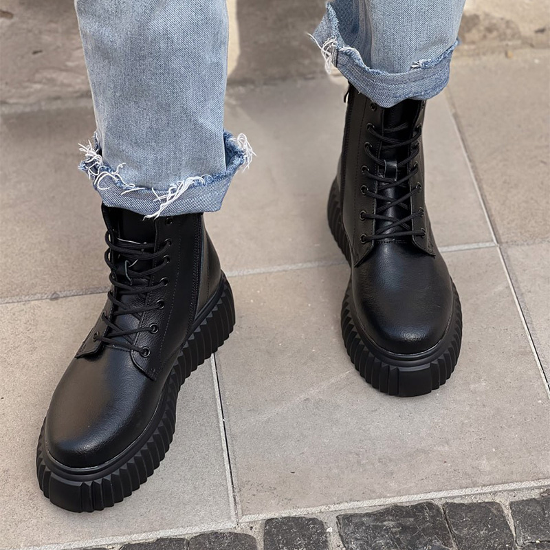 Черевики Wedge Leather Platform Termo Black