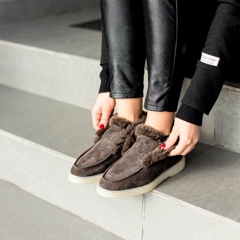 Лофери Tassel Brown З ХУТРОМ
