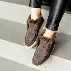 Лофери Tassel Brown З ХУТРОМ